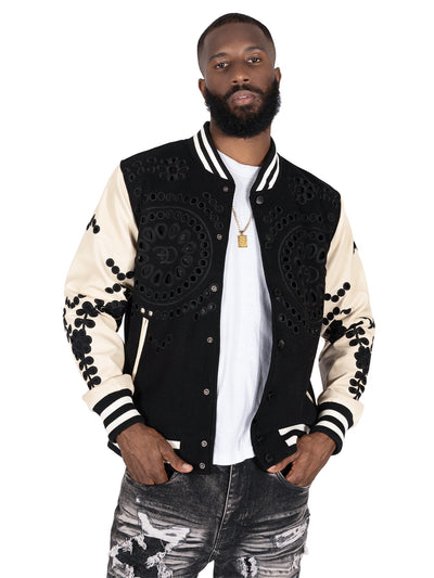 F1060 Cashay Wool Varsity Jacket - Black