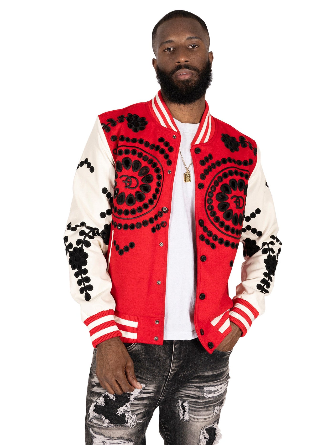 F1060 Cashay Wool Varsity Jacket - Red