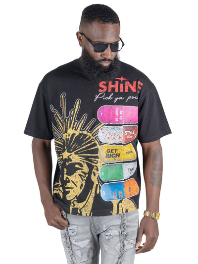 F151 "SHINE BOX" Oversized Heavyweight Tee - Black