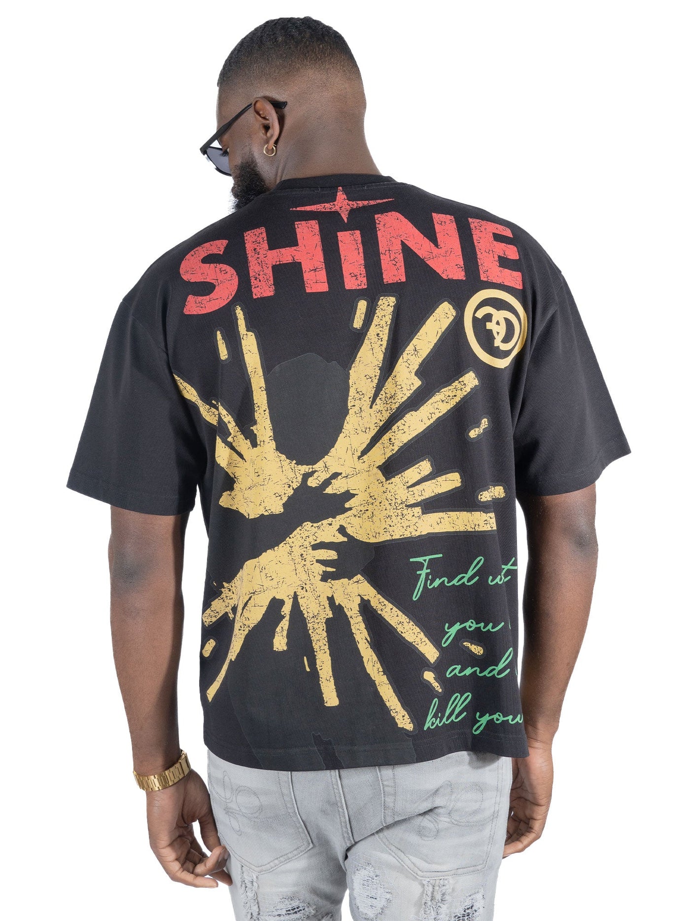 F151 "SHINE BOX" Oversized Heavyweight Tee - Black