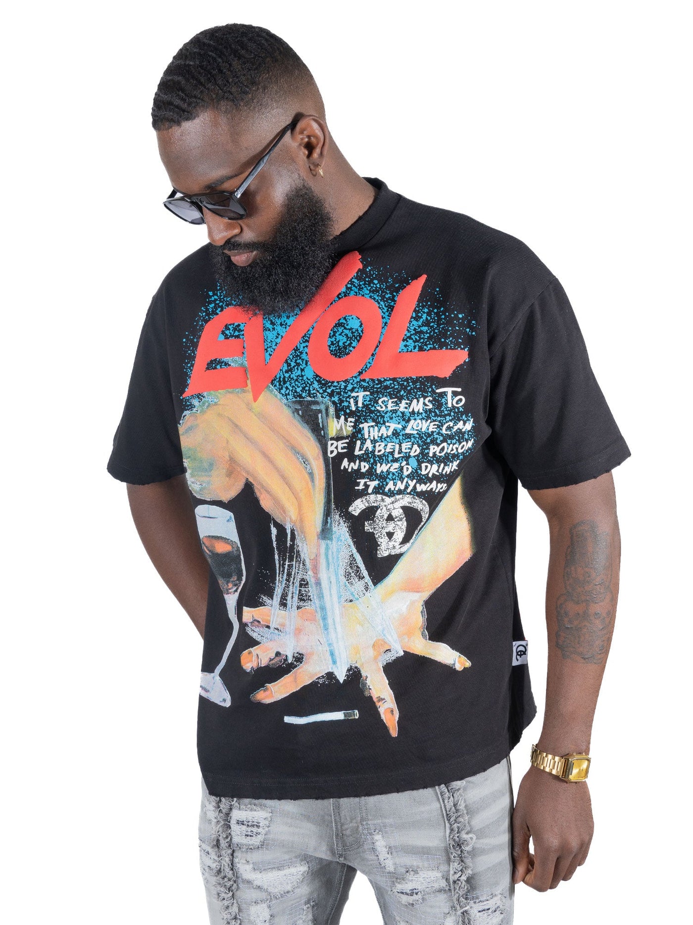 F161 Evol Oversized Heavyweight Tee - Black