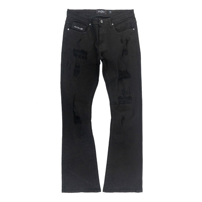 F1712 Alono Stacked Jeans - Black-Black