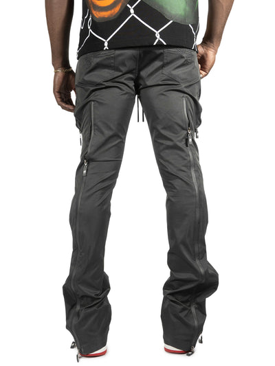 F1736 Zerelly Nylon Stacked Pants - Black