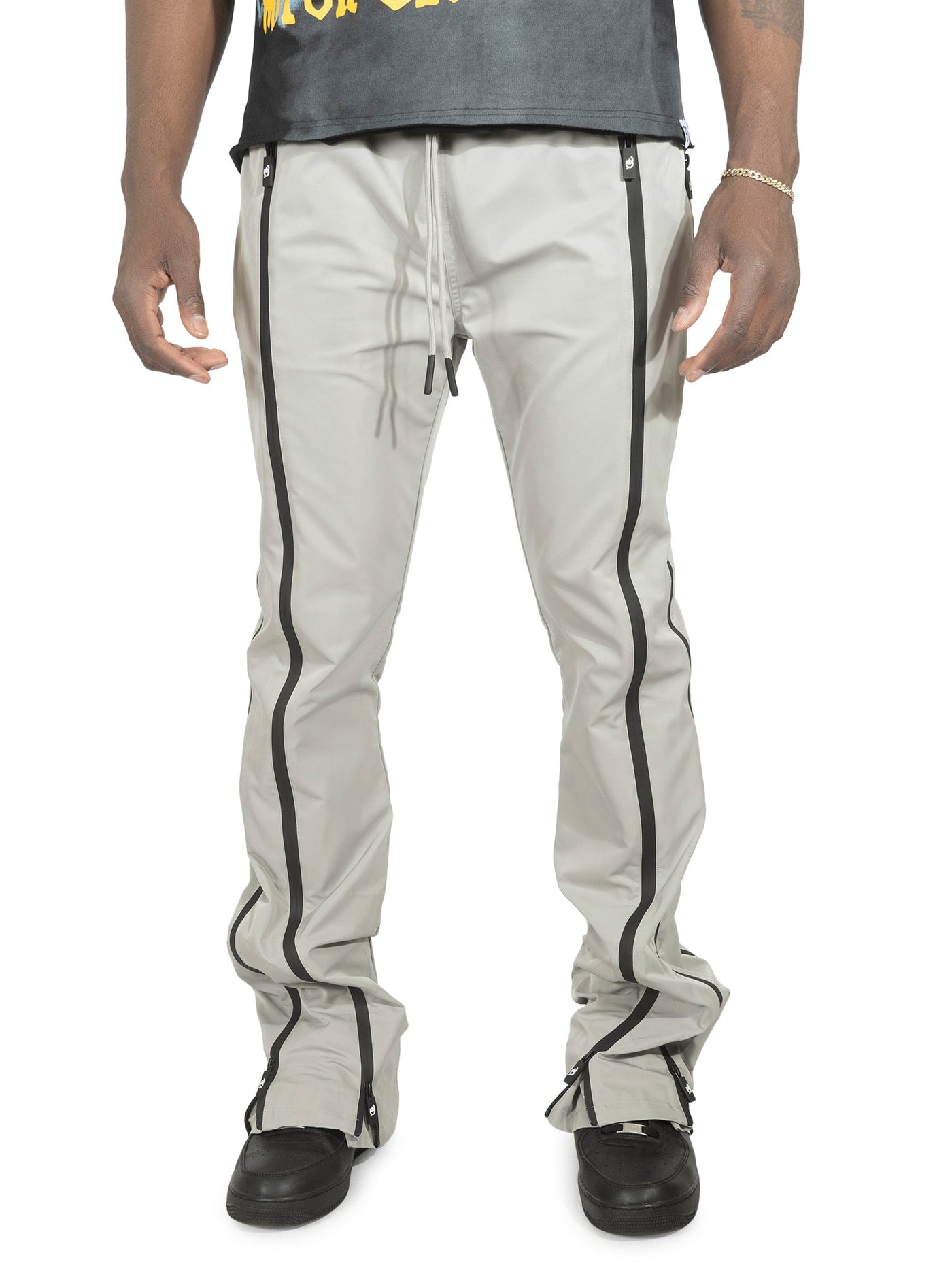 F1736 Zerelly Nylon Stacked Pants - Gray
