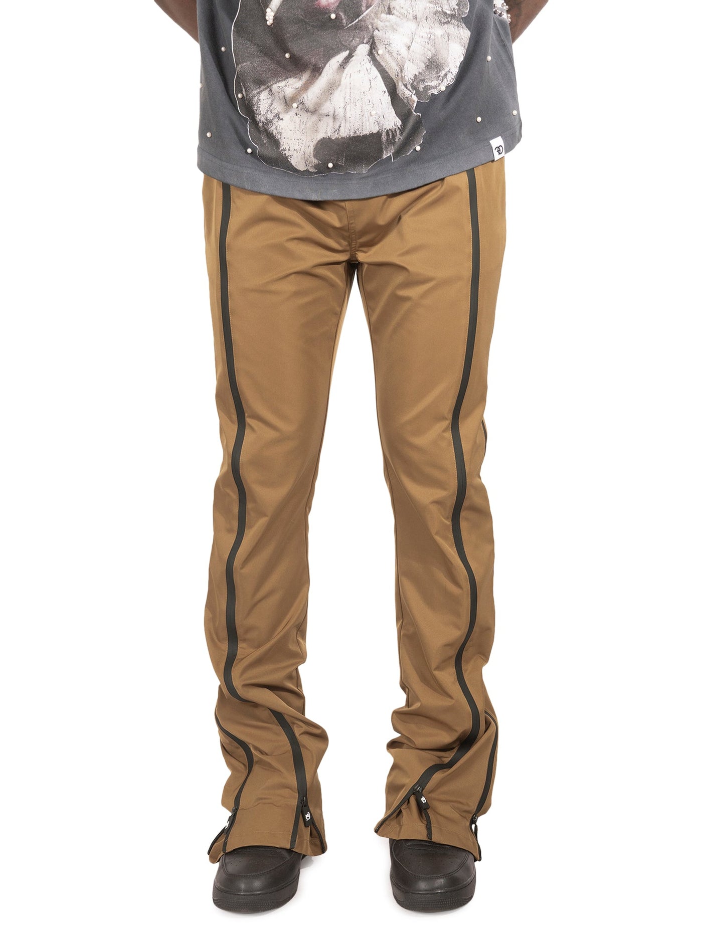 F1736 Zerelly Nylon Stacked Pants - Mocha