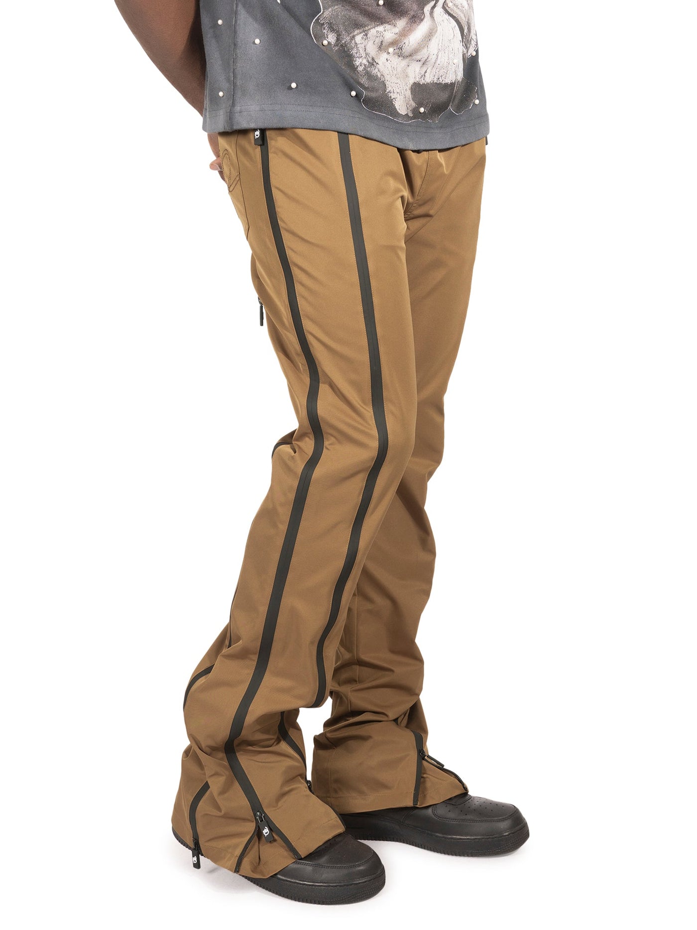 F1736 Zerelly Nylon Stacked Pants - Mocha