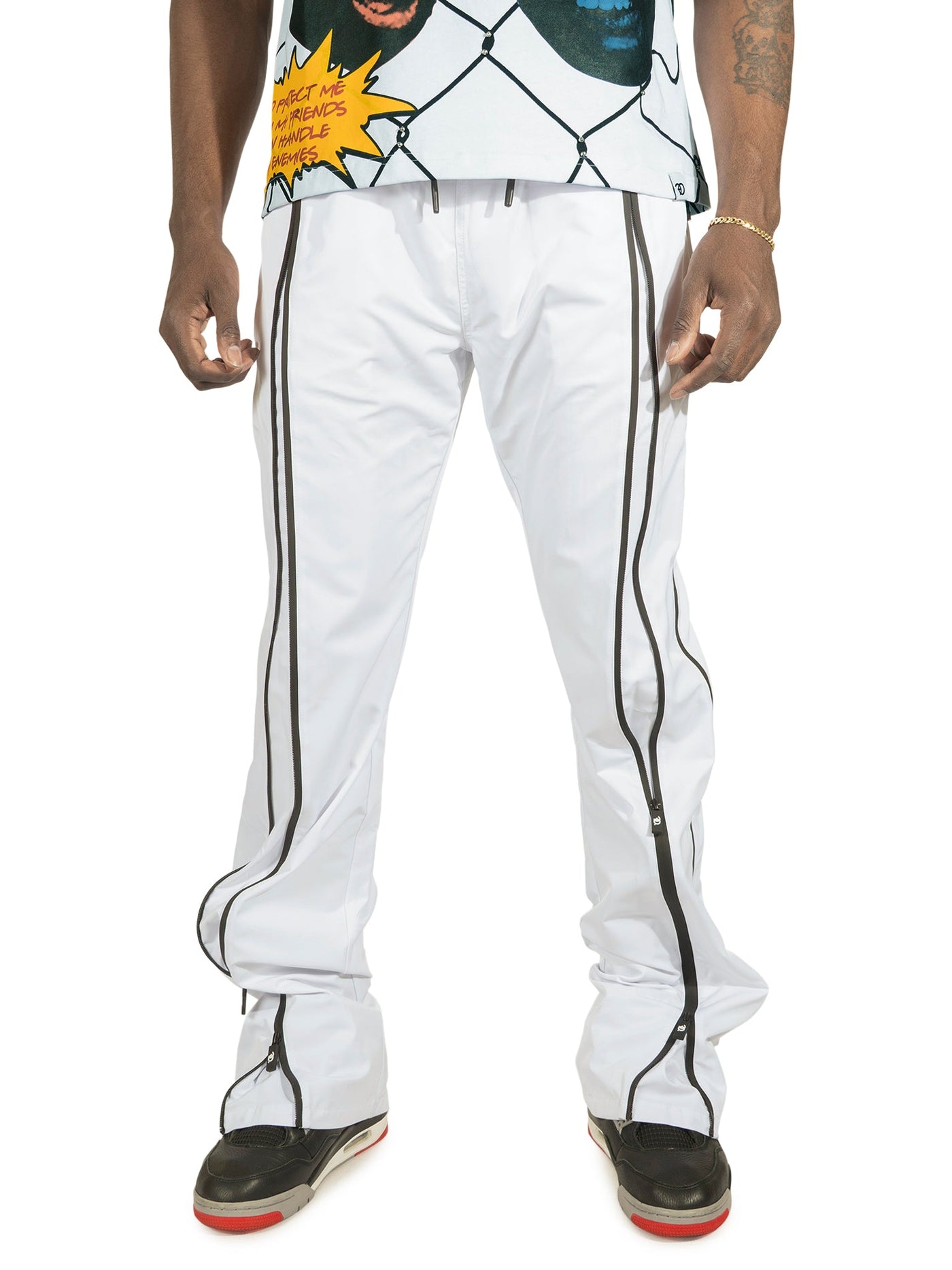 F1736 Zerelly Nylon Stacked Pants - White