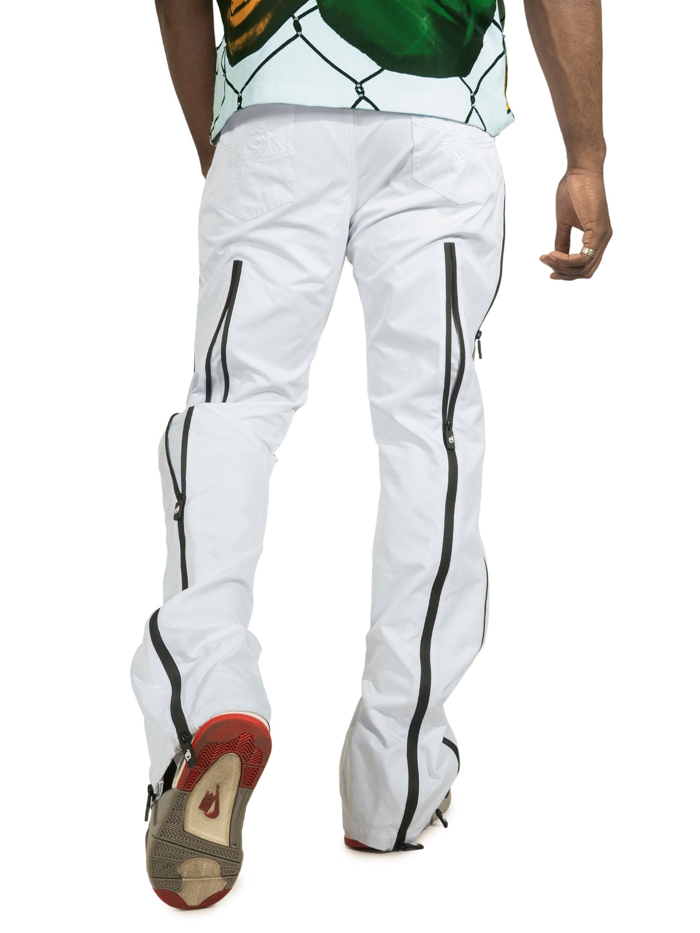 F1736 Zerelly Nylon Stacked Pants - White