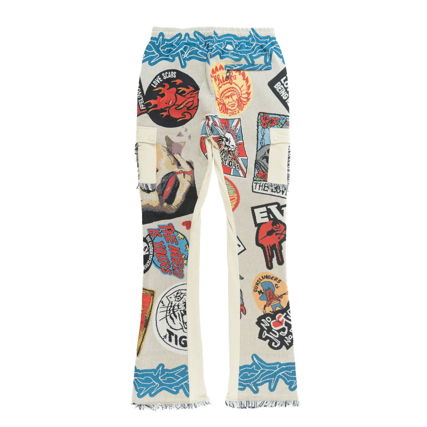 F1755 Brave Heart Tapestry Stacked Pants - Oat