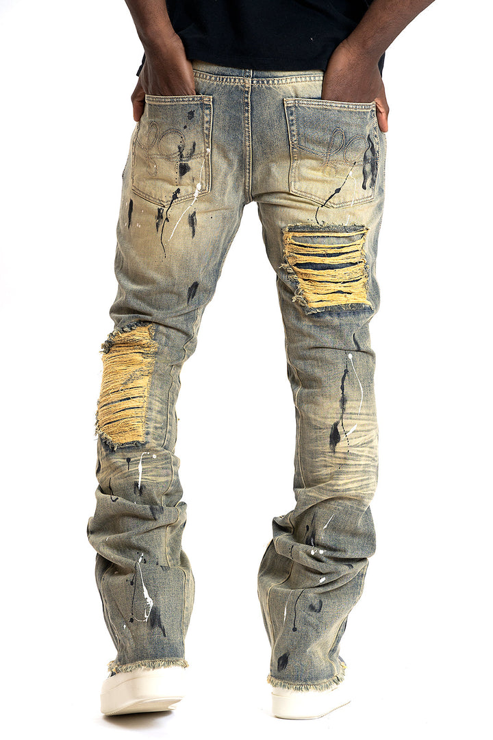 靴  Originals Stacked Denim 24.0 F1772 Basel Distressed Stacked Jeans - Dirt – FROST ORIGINALS