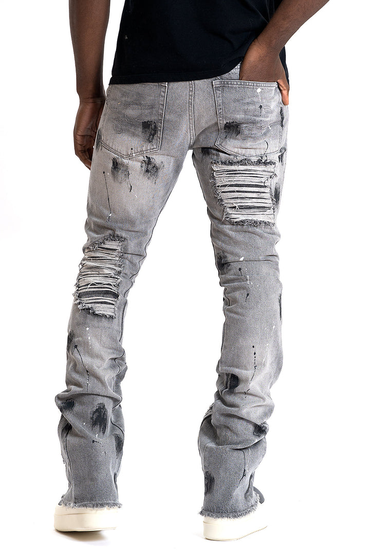 F1772 Basel Distressed Stacked Jeans - Gray – FROST ORIGINALS