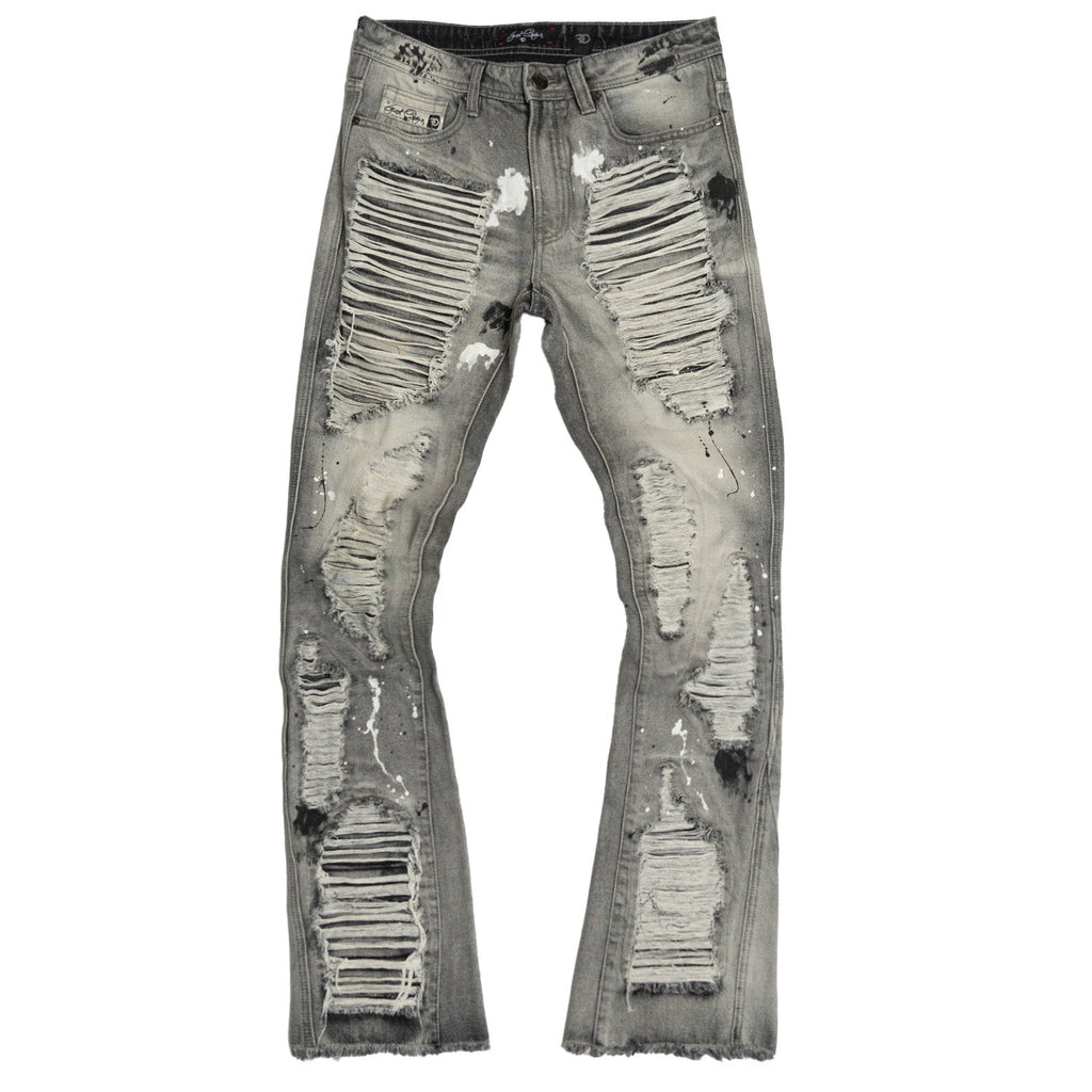 F1772 Basel Distressed Stacked Jeans - Gray – FROST ORIGINALS