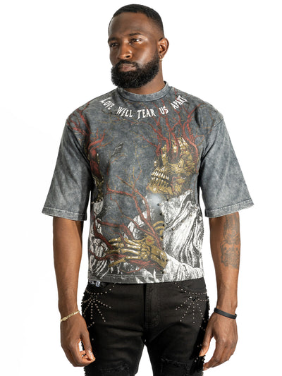 F179 Heartless Cropped Tee - Black