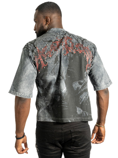 F179 Heartless Cropped Tee - Black