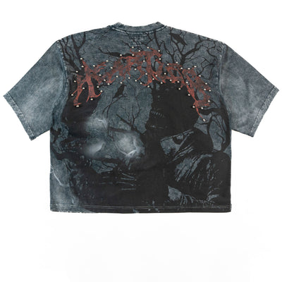F179 Heartless Cropped Tee - Black