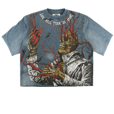 F179 Heartless Cropped Tee - Blue