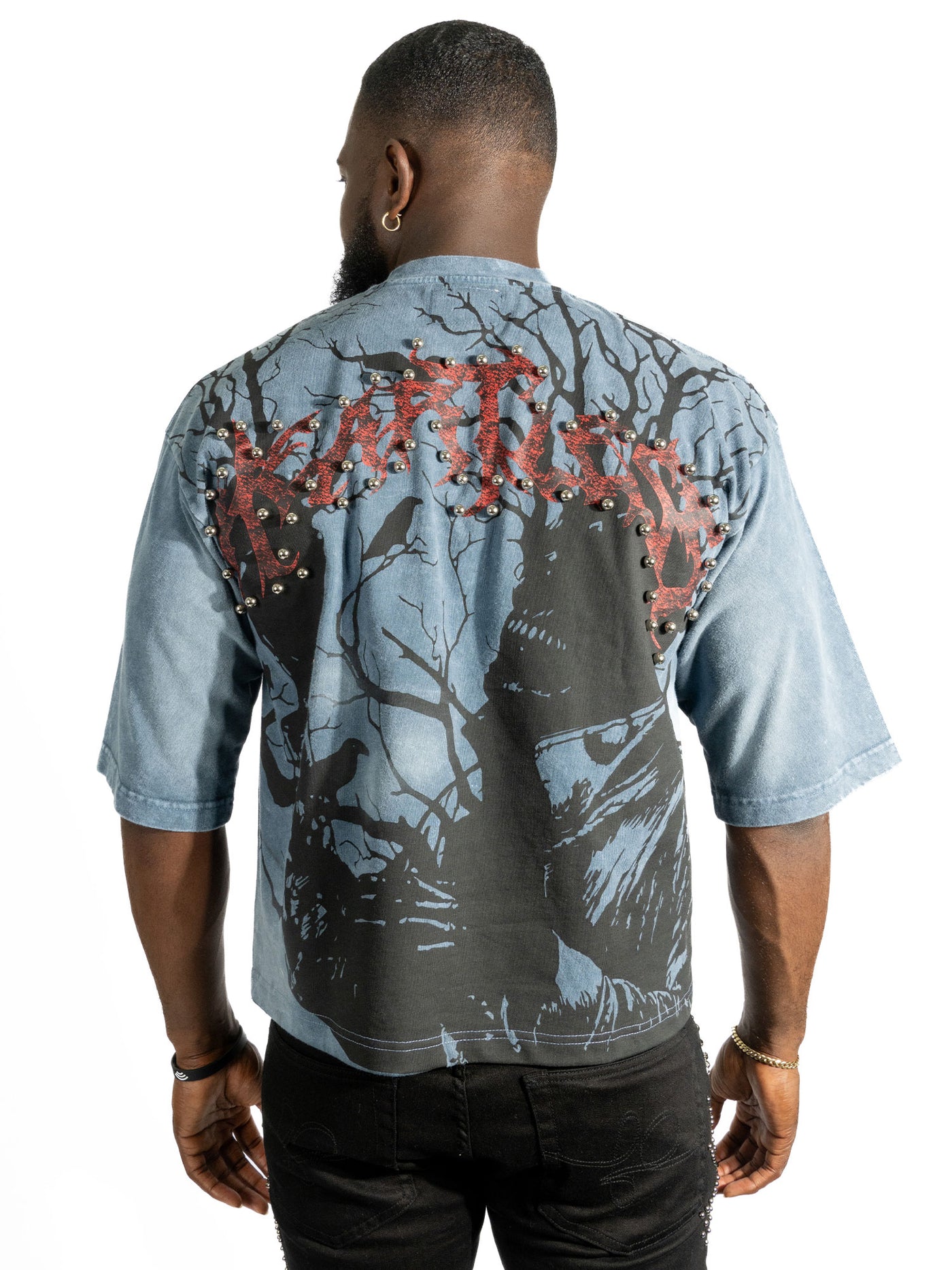 F179 Heartless Cropped Tee - Blue