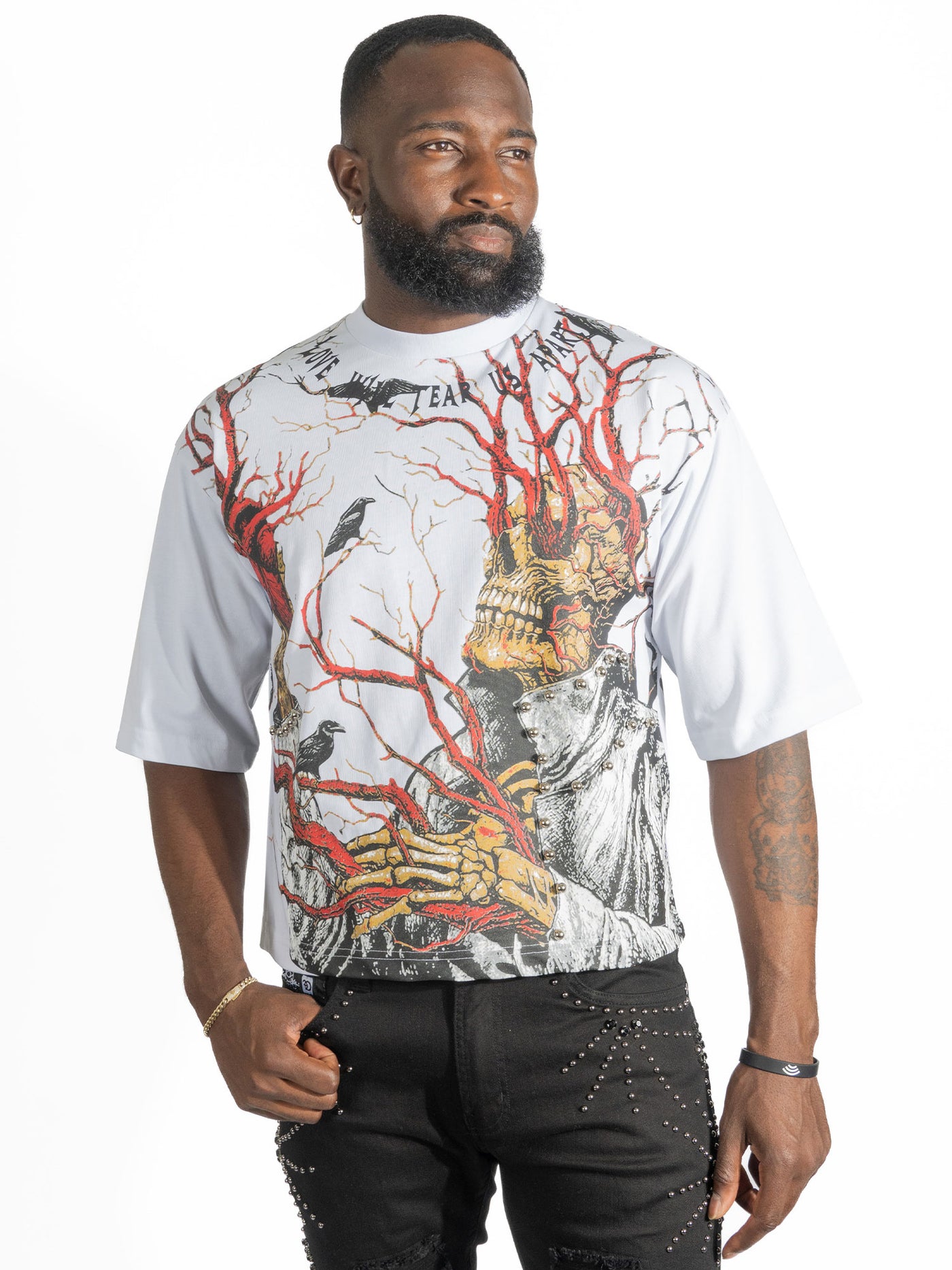 F179 Heartless Cropped Tee - White