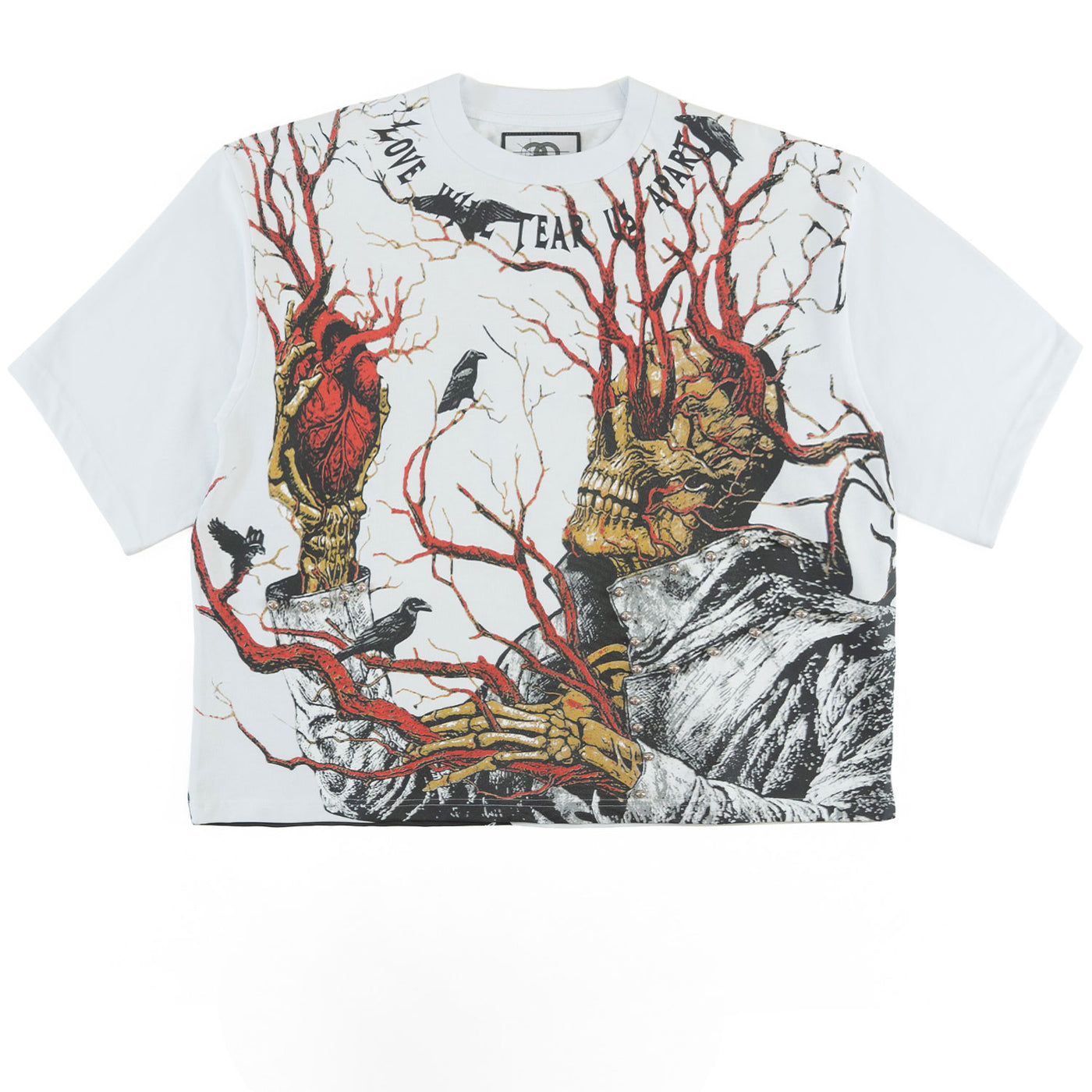F179 Heartless Cropped Tee - White