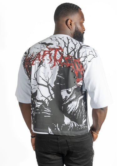F179 Heartless Cropped Tee - White