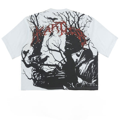 F179 Heartless Cropped Tee - White