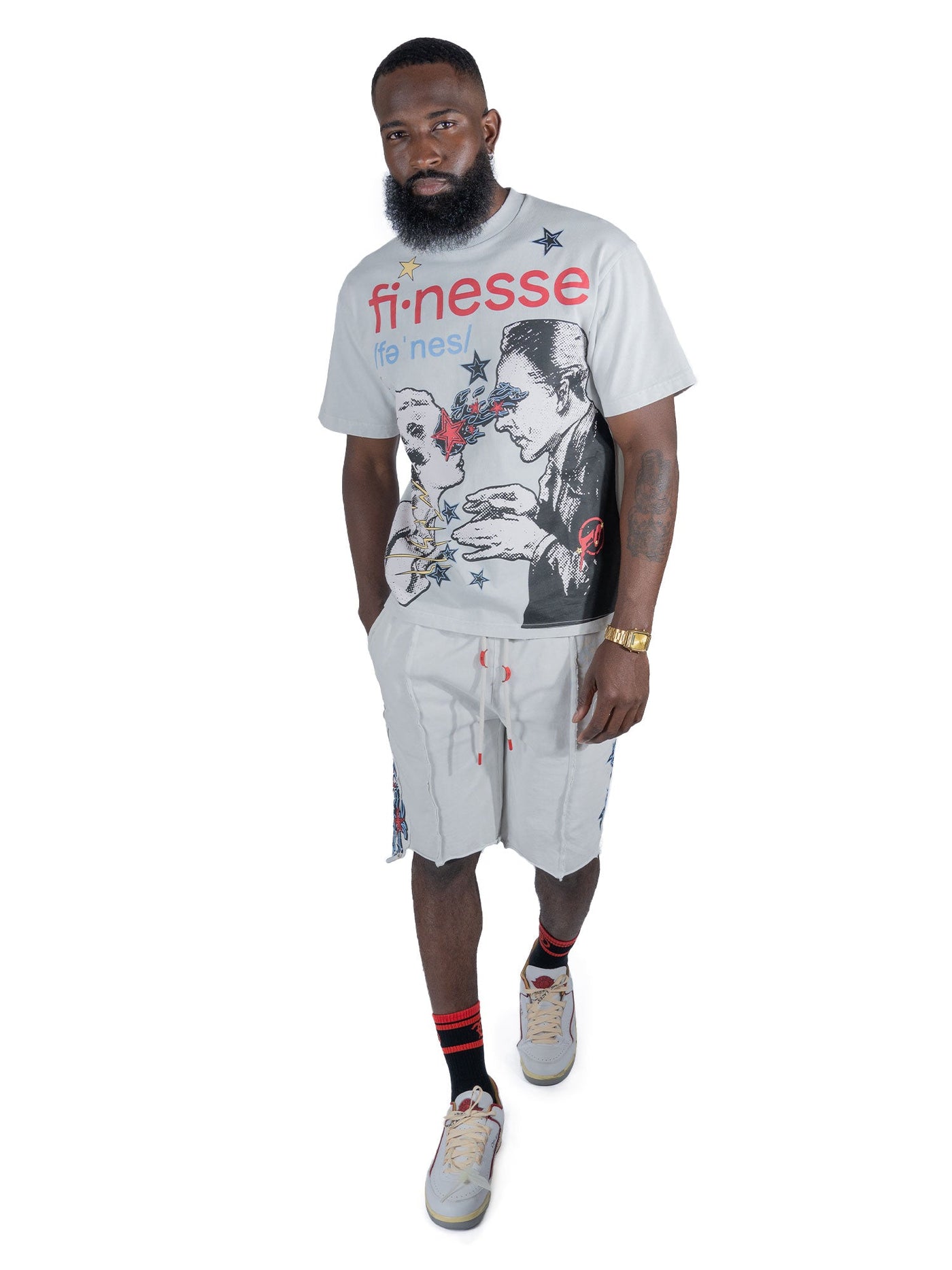 F199 Finesse Acid Wash Oversized Tee - White