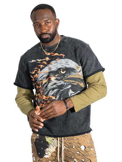 Sweatshirt|F4225 "Loyal To Few Long" Sleeves - Black