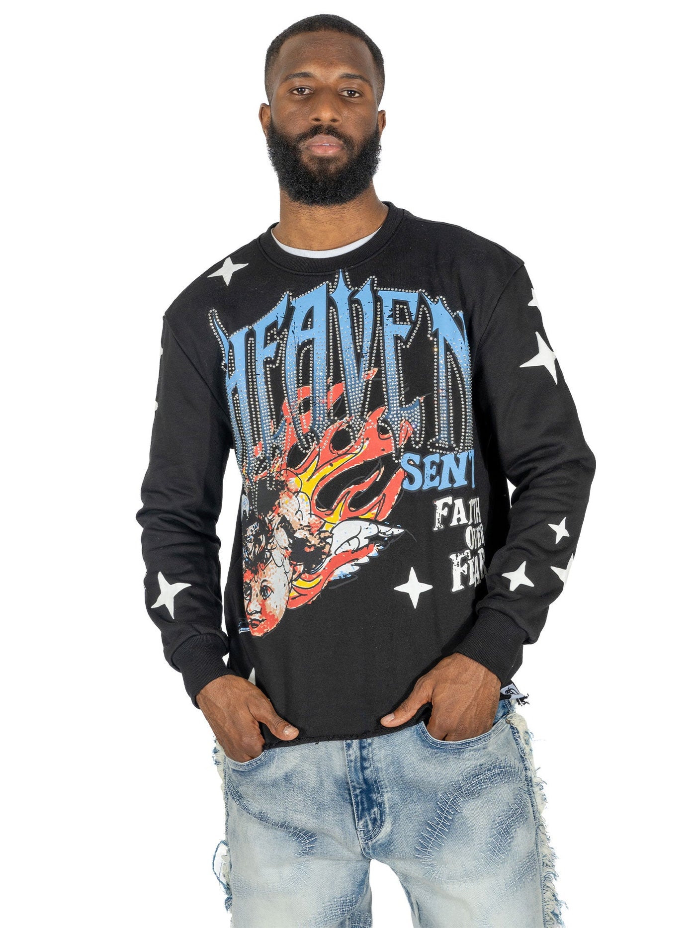 F4330 Heaven Sent Crewneck Sweatshirt - Black