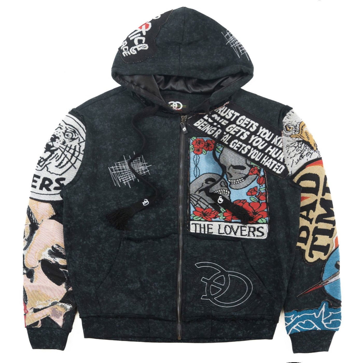 F5545 Brave Heart Tapestry Hoodie - Black